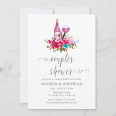 Boho Chic Bloemen Koppels Bruisfeest Wijnproeverij Kaart (Voorkant)