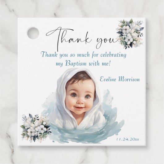 Boho Chic Bloemen Meisjes Doop Bedankjes Labels (Voorkant)