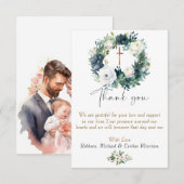 Boho Chic Bloemen Meisjes Doop Bedankkaart (Voorkant / Achterkant)