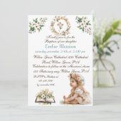 Boho Chic Bloemen Meisjes Doop Kaart (Staand voorkant)