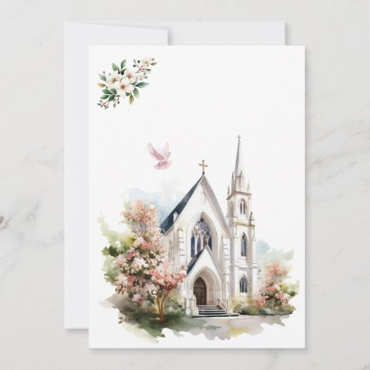 Boho Chic Bloemen Meisjes Doop Kaart (Achterkant)