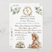 Boho Chic Bloemen Meisjes Doop Kaart (Voorkant / Achterkant)