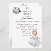 Boho Chic Bloemen Meisjes Doop Kaart (Voorkant / Achterkant)