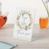 Boho Chic Bloemen Meisjes Doop Reclamebord Met Voetstuk (Insitu)