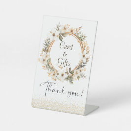 Boho Chic Bloemen Meisjes Doop Reclamebord Met Voetstuk