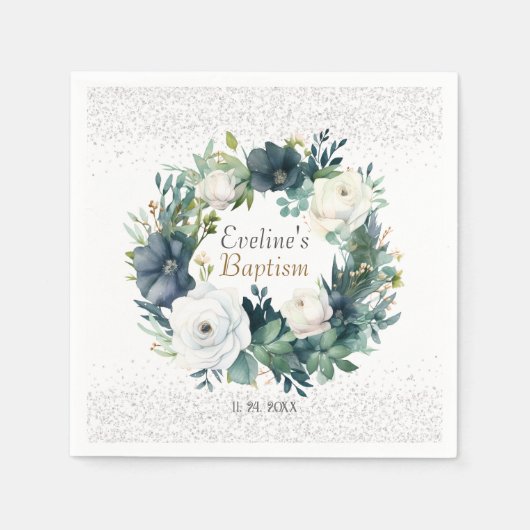 Boho Chic Bloemen Meisjes Doop Servet (Voorkant)