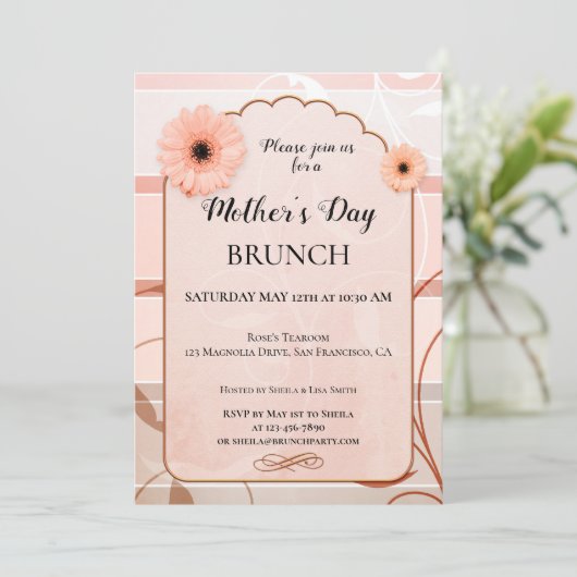 Boho Chic Bloemen Moederdag Brunch Uitnodiging (Staand voorkant)