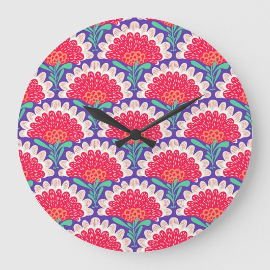 Boho Chic Bloemen Print. Grote Klok (Voorkant)