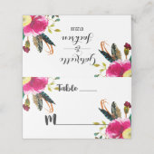 Boho Chic Bloemen Tafelnummer Zitplaatsnaam Plaatskaartje (Buitenkant ongevouwen)
