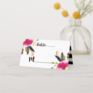 Boho Chic Bloemen Tafelnummer Zitplaatsnaam Plaatskaartje