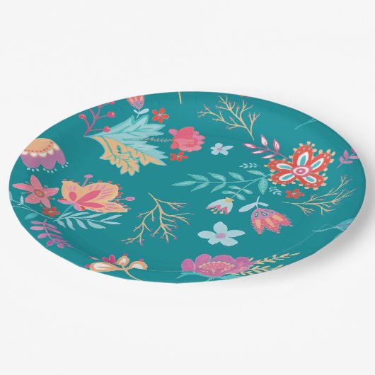 Boho Chic Bloemen Verjaardag Papier Bord (Gekanteld)