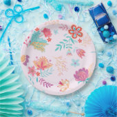 Boho Chic Bloemen Verjaardag Papier Bord (Feest)