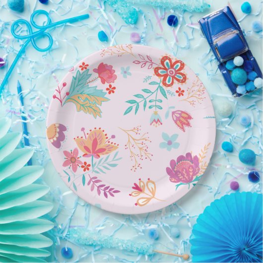 Boho Chic Bloemen Verjaardag Papier Bord (Feest)