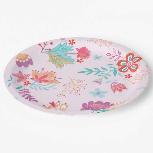 Boho Chic Bloemen Verjaardag Papier Bord (Gekanteld)