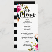 Boho Chic Bloemen Waterverf Bruiloft Menu (Voorkant / Achterkant)