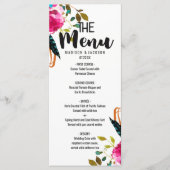 Boho Chic Bloemen Waterverf Bruiloft Menu (Voorkant)