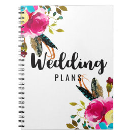 Boho Chic Bloemen Waterverf Bruiloft Planner Notitieboek