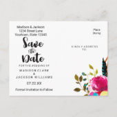 Boho Chic Bloemen Waterverf Bruiloft Save the Date Aankondigingskaart (Achterkant)