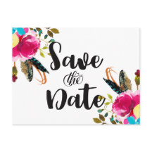 Boho Chic Bloemen Waterverf Bruiloft Save the Date