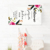 Boho Chic Bloemen Waterverf Bruiloft Welkom Spandoek (Insitu)