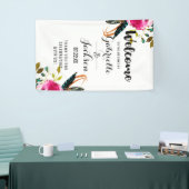 Boho Chic Bloemen Waterverf Bruiloft Welkom Spandoek (Beurs)
