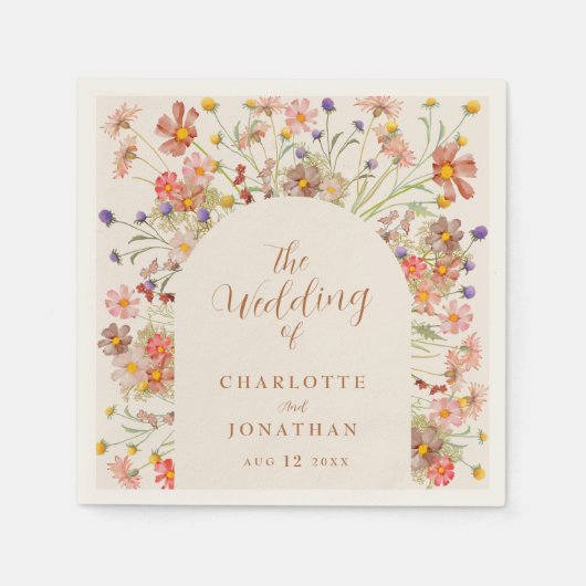 Boho Chic Bloemenboog Fall bruiloft servetten (Voorkant)