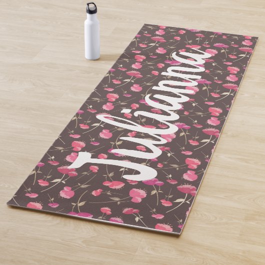 Boho Chic Bloemendessin Roze Bruin Persoonlijk Yogamat (In situ)