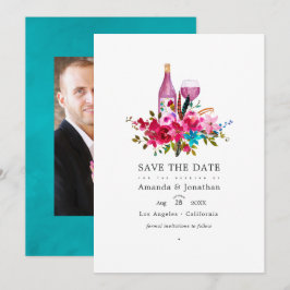 Boho Chic Bloemendrankproeverij Huwelijksfoto Save The Date