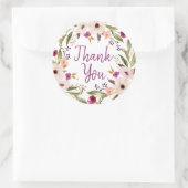 Boho Chic Bloemenkrans Bedankt ronde Sticker (Tas)