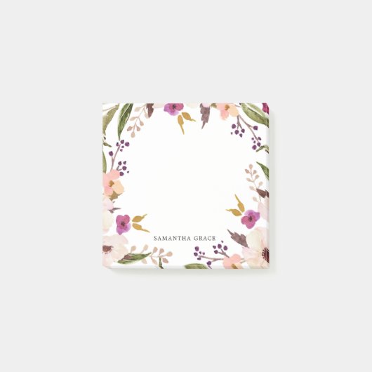 Boho Chic Bloemenkrans Gepersonaliseerde Post-it N Post-it® Notes (Voorkant)