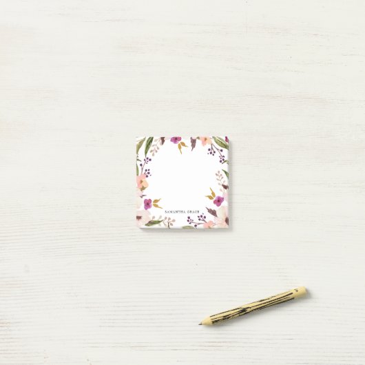 Boho Chic Bloemenkrans Gepersonaliseerde Post-it N Post-it® Notes (Op bureau)