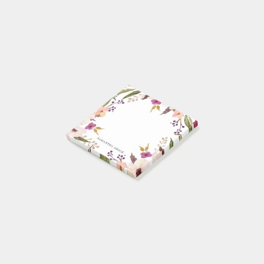 Boho Chic Bloemenkrans Gepersonaliseerde Post-it N Post-it® Notes (Schuin)