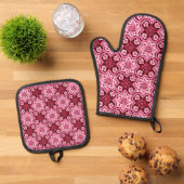 Boho Chic Bloemenpatroon Ovenwant & Pannenlap Set (Top down)