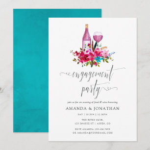 Boho Chic Bloemens Engagement Party Wijnproeverij Kaart