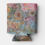 Boho Chic Bloementuin Aquarel Schilderij  Blikjeskoeler (Voorkant)