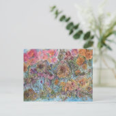 Boho Chic Bloementuin Aquarel Schilderij Briefkaart (Staand voorkant)