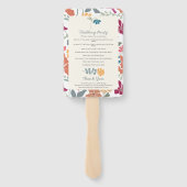 Boho Chic Bloemig Retro Trouwprogramma Mid Century Handwaaier (Achterkant)