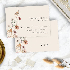 Boho Chic Bloemige Bruiloft RSVP Kaartje