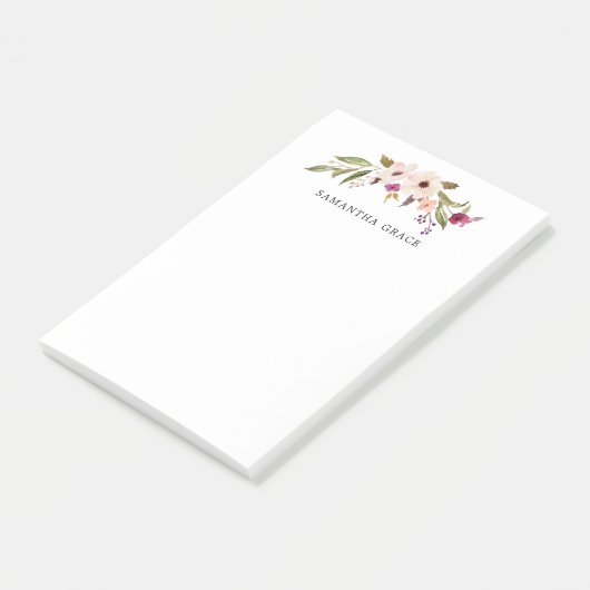 Boho Chic Bloemige Gepersonaliseerde Post-it Notit Post-it® Notes (Schuin)