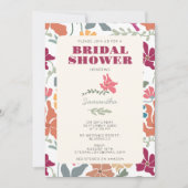 Boho Chic Bloemige Midden Eeuw Retro Bruidsdouche Kaart (Voorkant)