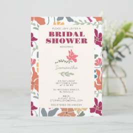 Boho Chic Bloemige Midden Eeuw Retro Bruidsdouche Kaart