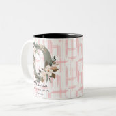 Boho Chic Bloemige Monogrammok - Olivia Tweekleurige Koffiemok (Voorkant links)