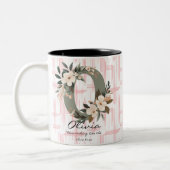 Boho Chic Bloemige Monogrammok - Olivia Tweekleurige Koffiemok (Links)