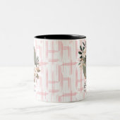 Boho Chic Bloemige Monogrammok - Olivia Tweekleurige Koffiemok (Center)
