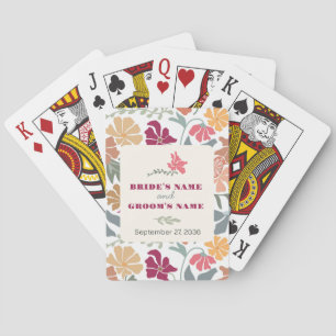 Boho Chic Bloemige Retro Bruiloft Favor Mid Centur Pokerkaarten