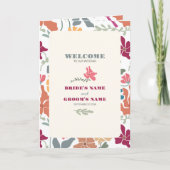 Boho Chic Bloemige Retro Huwelijksprogramma Programma (Voorkant)