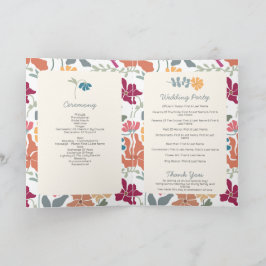 Boho Chic Bloemige Retro Huwelijksprogramma Programma