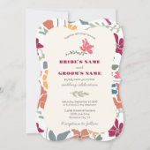 Boho Chic Bloemige Retro Mid Century Bruiloft Kaart (Voorkant)