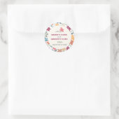 Boho Chic Bloemige Retro Mid Century Bruiloft Ronde Sticker (Tas)