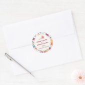 Boho Chic Bloemige Retro Mid Century Bruiloft Ronde Sticker (Envelop)